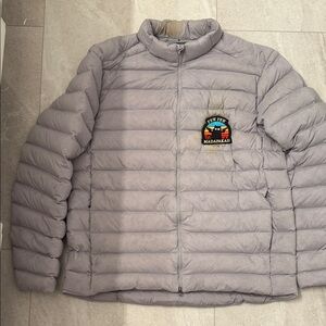 Gray Puffer Jacket with Patch
